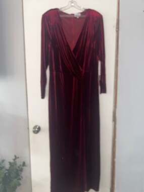Faeriesty Burgundy Velvet Long Sleeve Wrap Maxi Dress Size 4XL